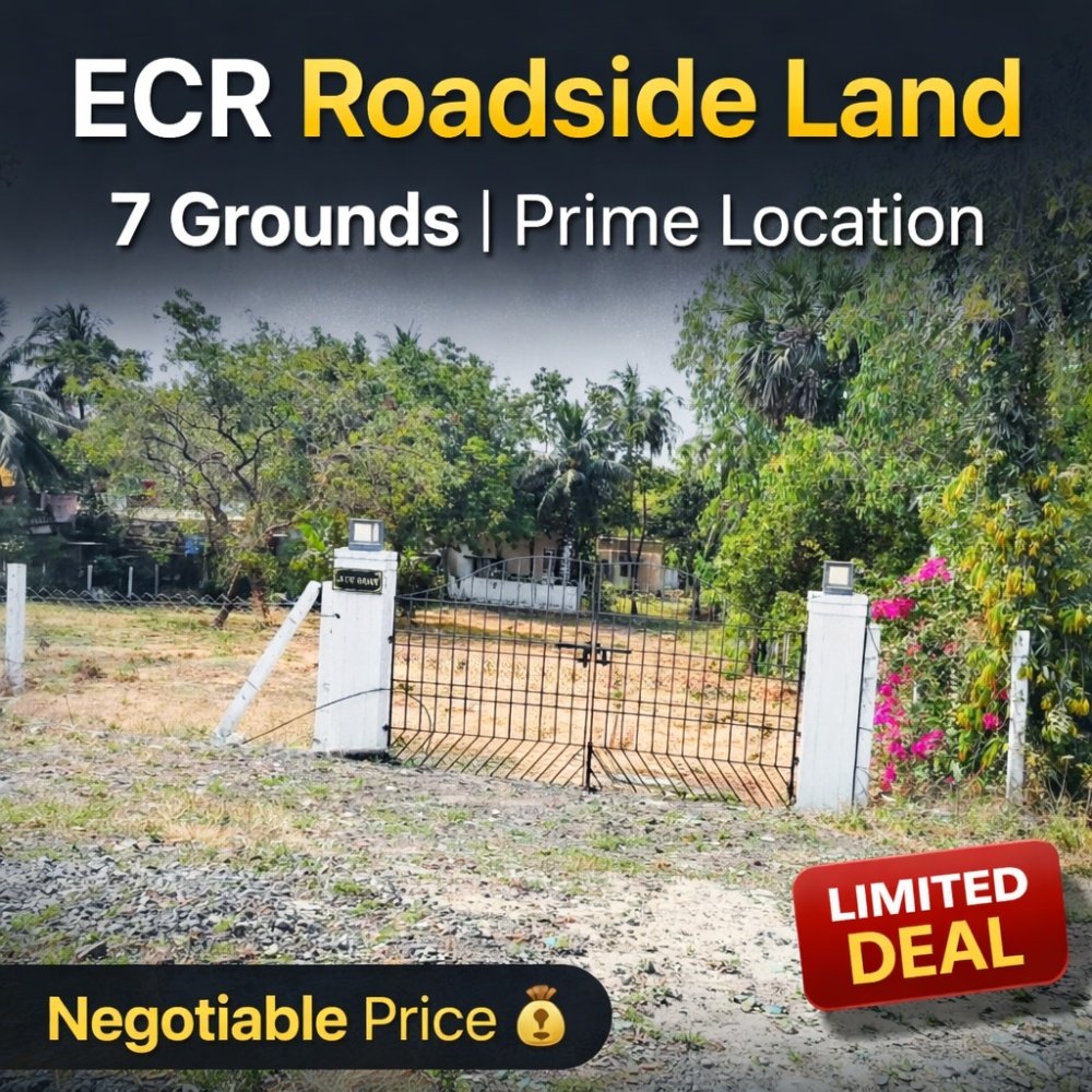 Prime 7 Ground Roadside Land for Sale - Plot in Nemmeli, ECR, Chennai for sale