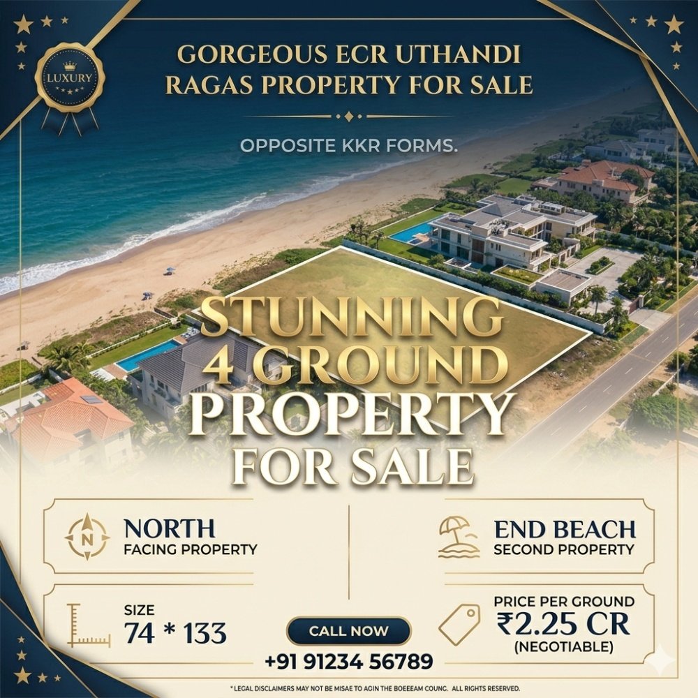 Premium Beachside Land for Sale in ECR Uthandi - Plot in Uthandi, ECR, Chennai for sale