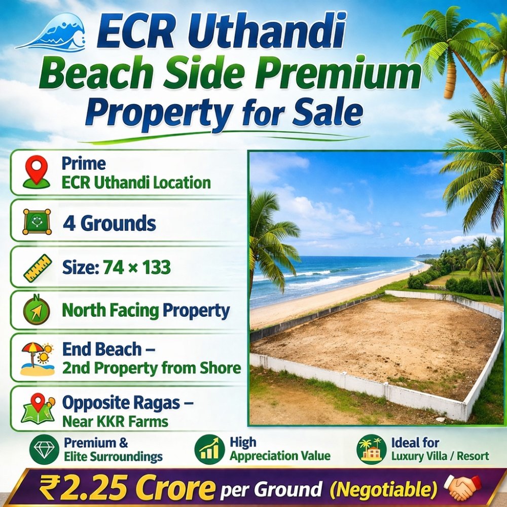 ECR Uthandi Beach Side 4 Grounds Premium Property for Sale - Plot in Uthandi, ECR, Chennai for sale